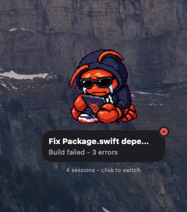 ClaudePet reacting to a failed build